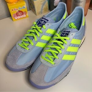 Adidas Light Blue and Neon Green Sneakers